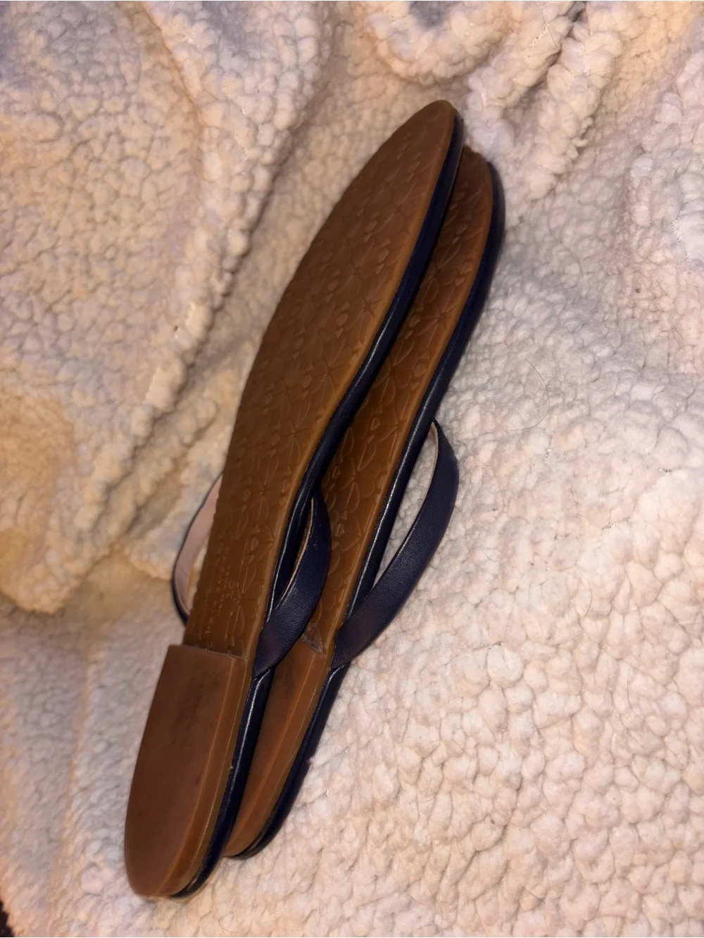 Kate Spade New York Navy Blue Bow T-Strap Thong Sandals Size 10 US